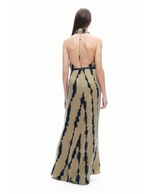 Women's Belt Detailed Printed Maxi Dress