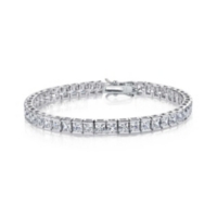 White Gold Plated with Clear Cubic Zirconia Tennis Bracelet - White