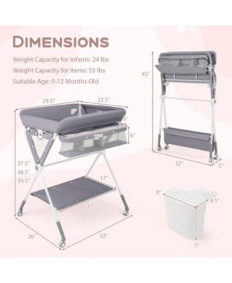Portable Baby Changing Table with 3-Level Adjustable Height Convenient and Comfortable for Diapering on the Go