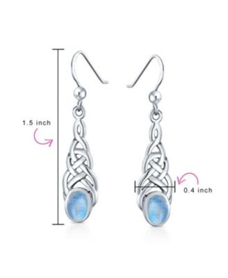 Blue Topaz Amethyst Moonstone Celtic Knot Dangle Earrings in Sterling Silver