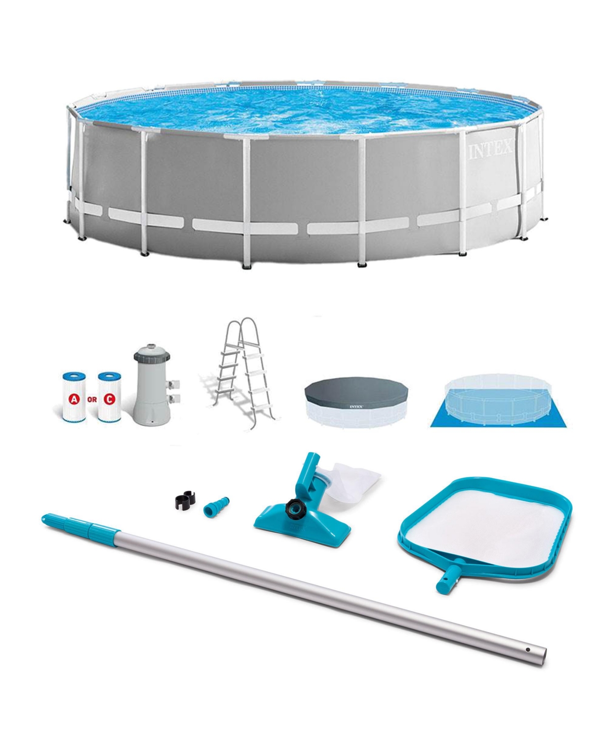 Prism Frame 15'x48&#x22; Swimming Pool Set with Ladder, Cover & Maintenance Kit