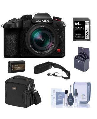 LUMIX GH7 Camera with LUMIX G Leica DG Vario-Elmarit 12-60mm f/2.8-4 Lens, Bundle with 64GB Memory Card, Li-Ion Battery and 62mm Filter Kit