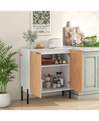 2-Door Buffet Cabinet Sideboard with Shelf and Metal Legs For Dining Room