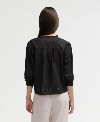Women s Embroidered Trim Top