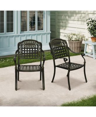 Set of 2 Cast Aluminum Outdoor Patio Chairs for Garden and Patio