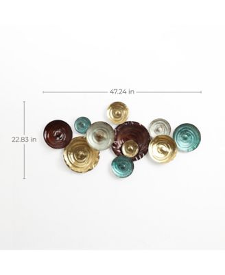 Multi-Color Ripple Plates 47.2-Inch Wide Abstract Metal Wall Decor