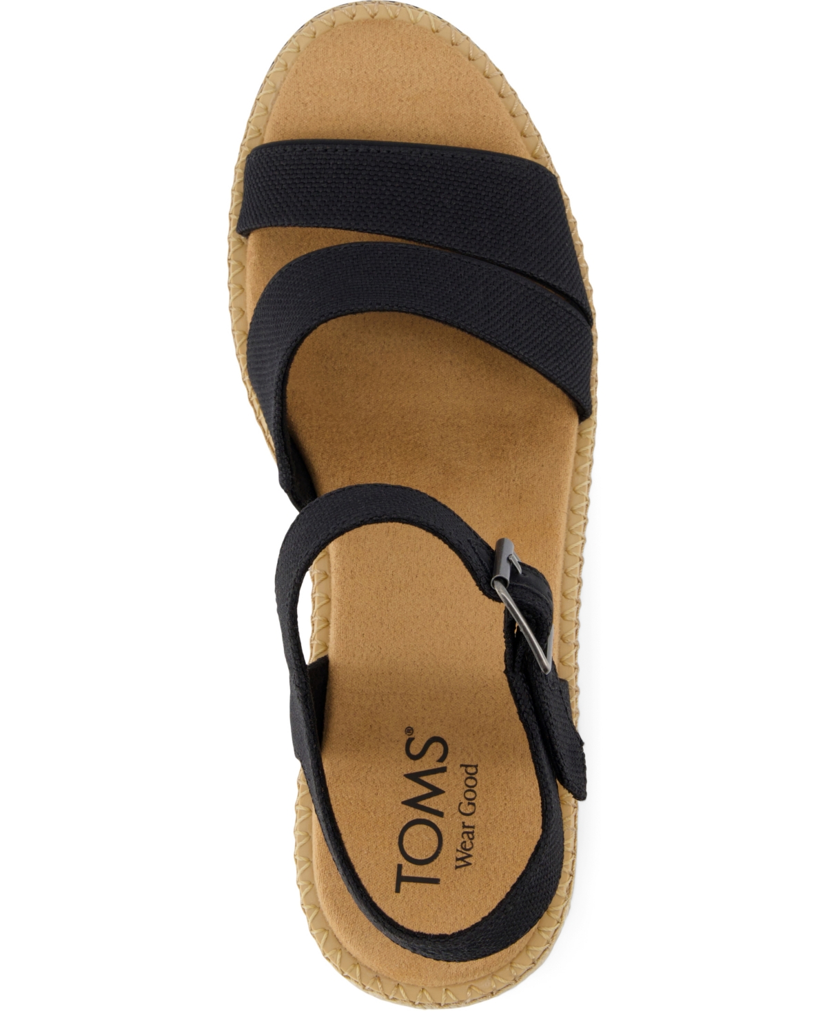 Shop Toms Women's Darya Open Toe Wedge Sandals In Black Heavy Canvas