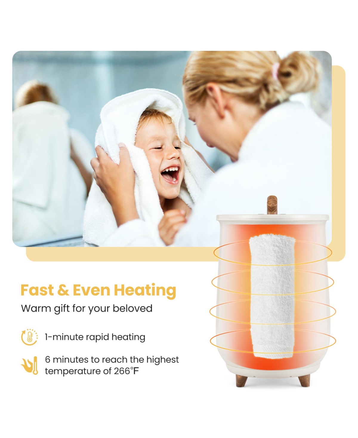 23L Large Luxury Bucket-Style Towel Warmer with Fragrant Disc Holder