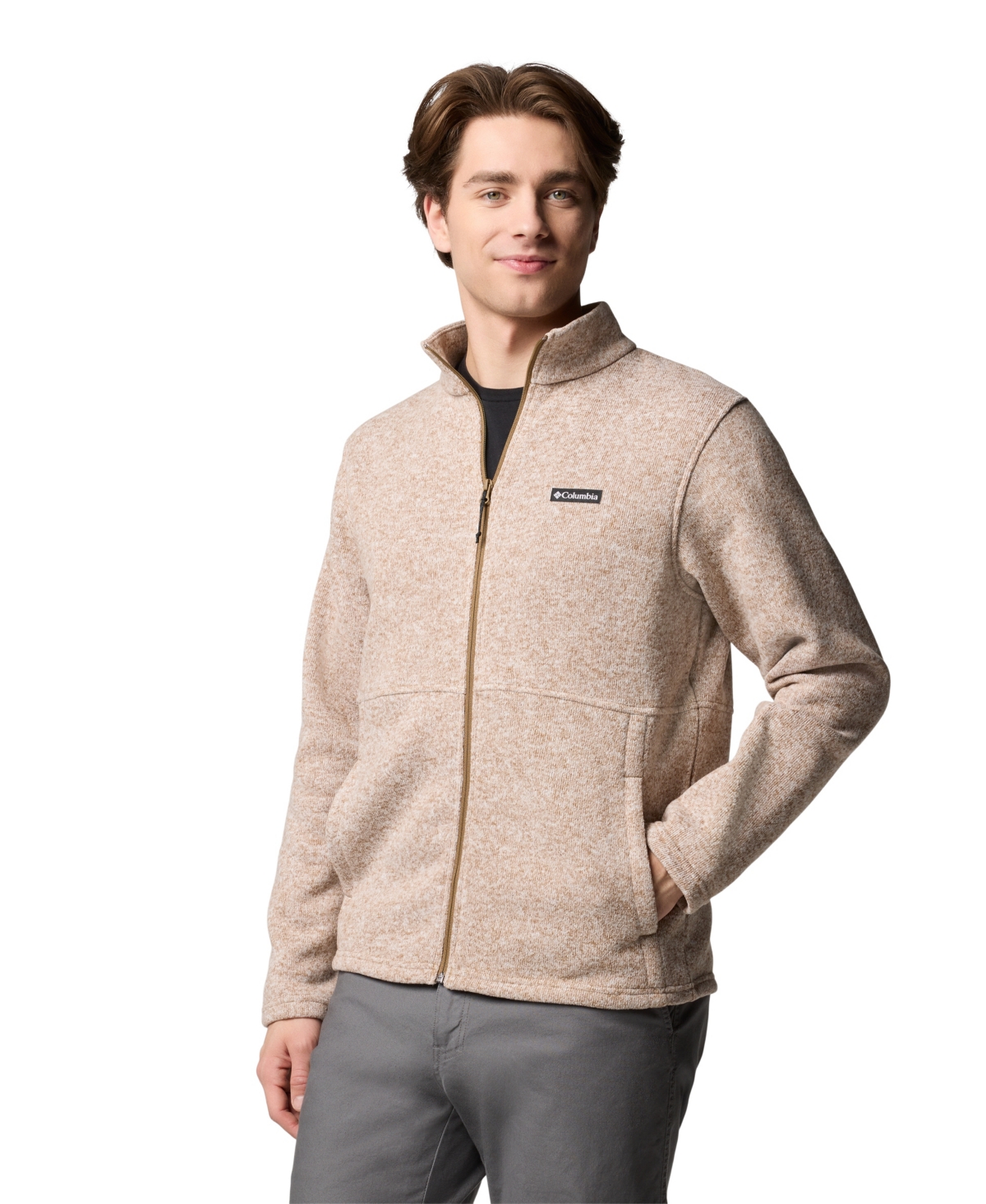 Columbia Men's Alto Pass Textured Knit Sweater Fleece Zip-front Jacket In Delta Heat