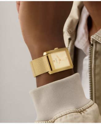 Men's Analog Gold-Tone Steel Mesh Watch, 34mm