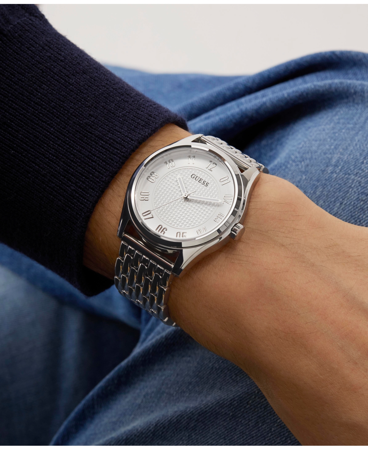 Guess Men's Analog Silver-tone Steel Watch, 42mm