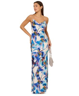 Adrianna - Women's Printed Cowl Neck Sleeveless Gown