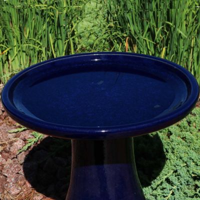 Outdoor Weather-Resistant Garden Patio Classic High-Fired Smooth Ceramic Hand-Painted Bird Bath