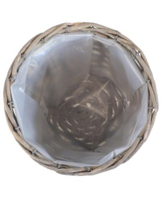 5-Piece Wicker Planter Basket Set - Indoor Use Only - Plastic Lined Flower Pots - Gray Poplar Construction with Steel Wire Frame - 6.75-Inch Diameter