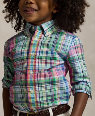 Toddler and Little Boys Plaid Cotton Poplin Shirt