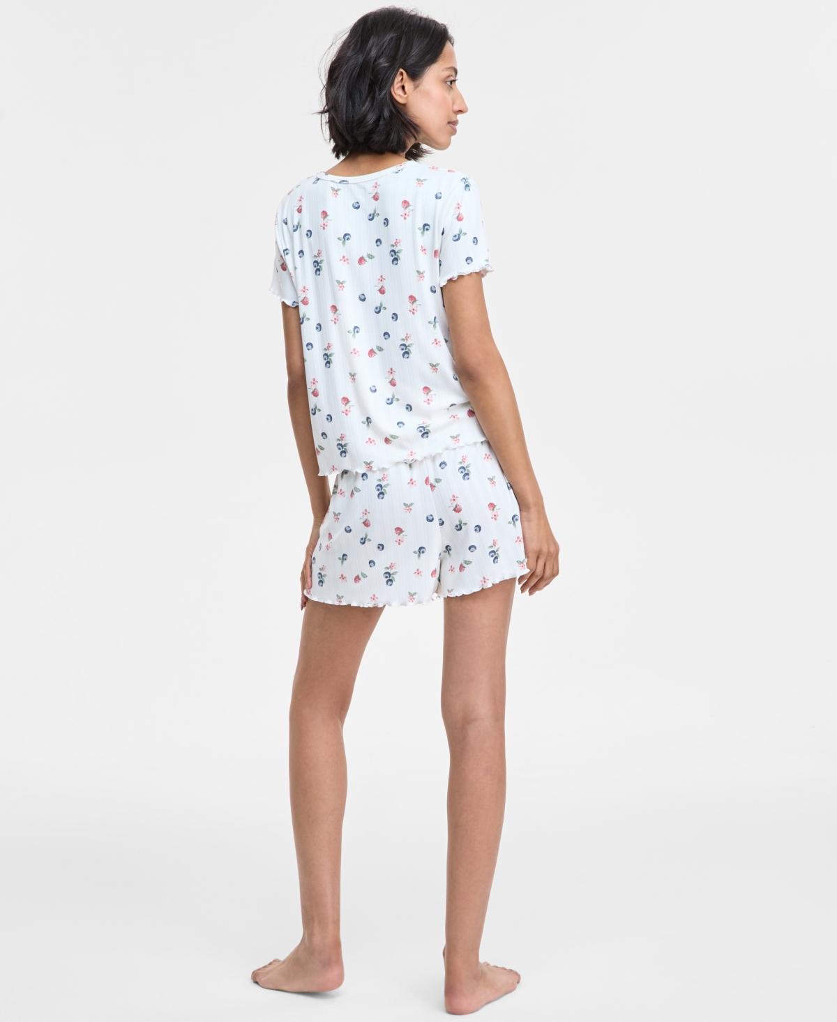 Roudelain Women's Printed Pointelle Short Pajama Set In Hampton Berries