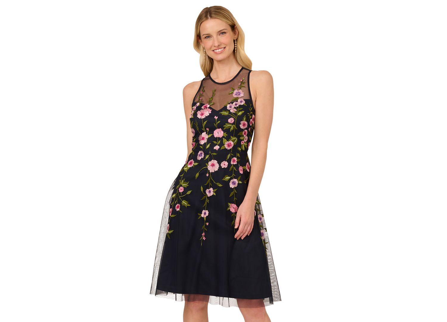 Women's Embroidered Beaded Fit & Flare Dress