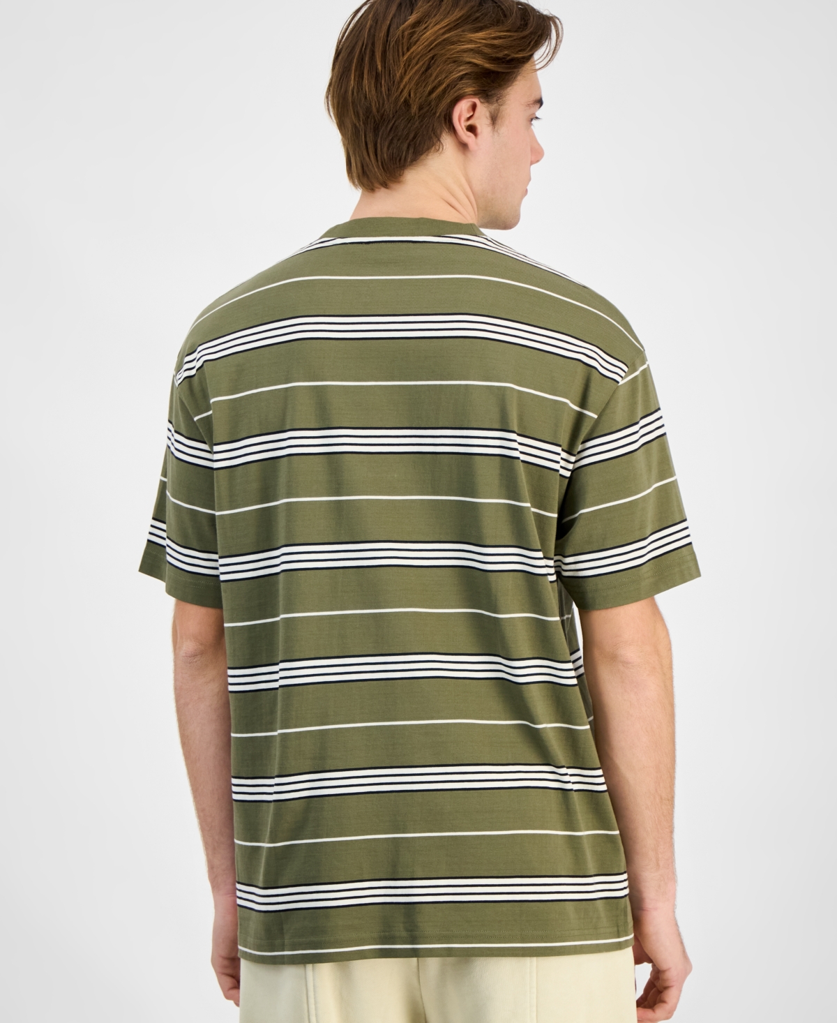 Hugo Boss Hugo By  Men's Nostrilio Loose-fit Engineered Stripe T-shirt In Green