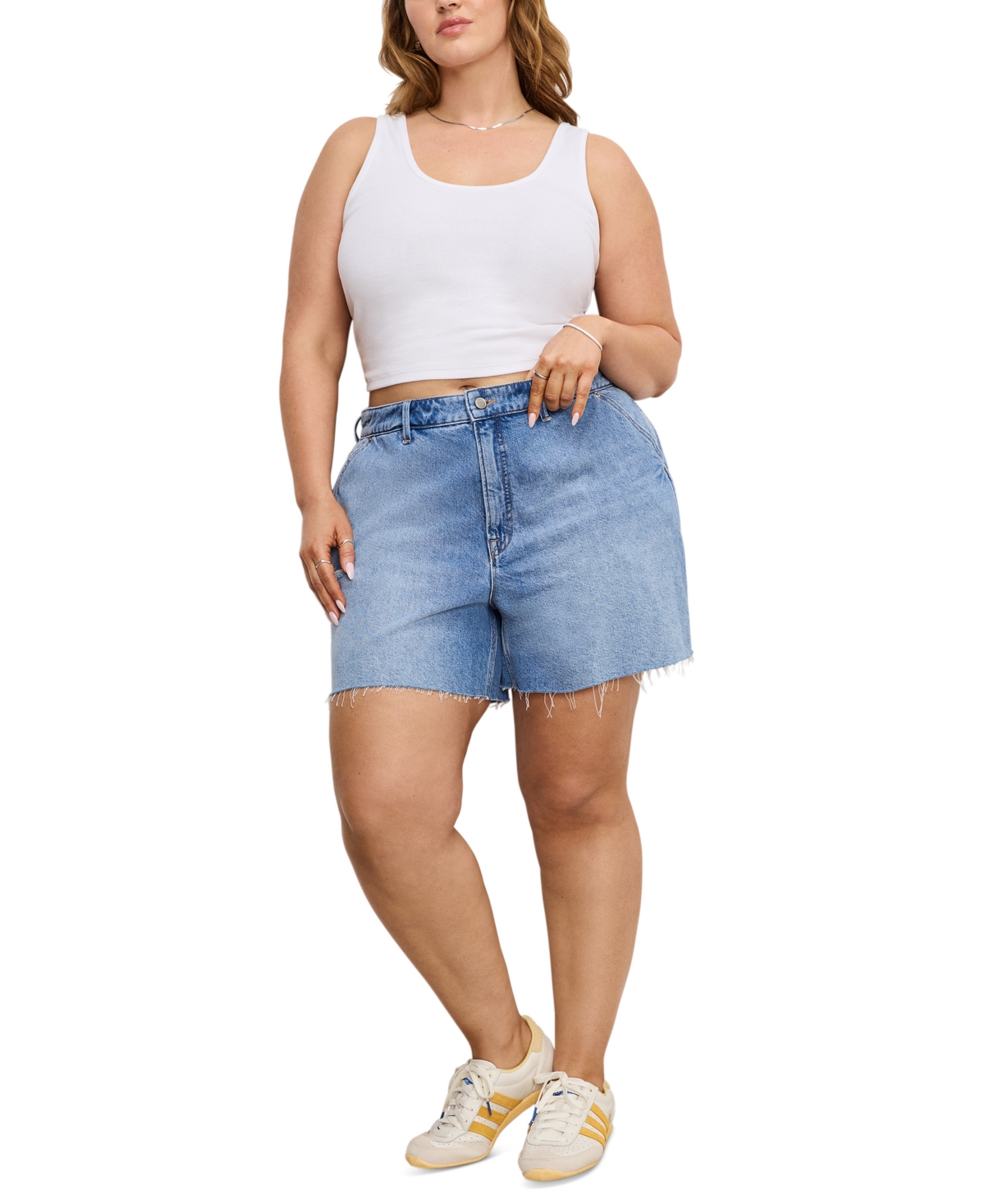 Women's High-Rise 90s Raw-Edge Shorts - Indigo880
