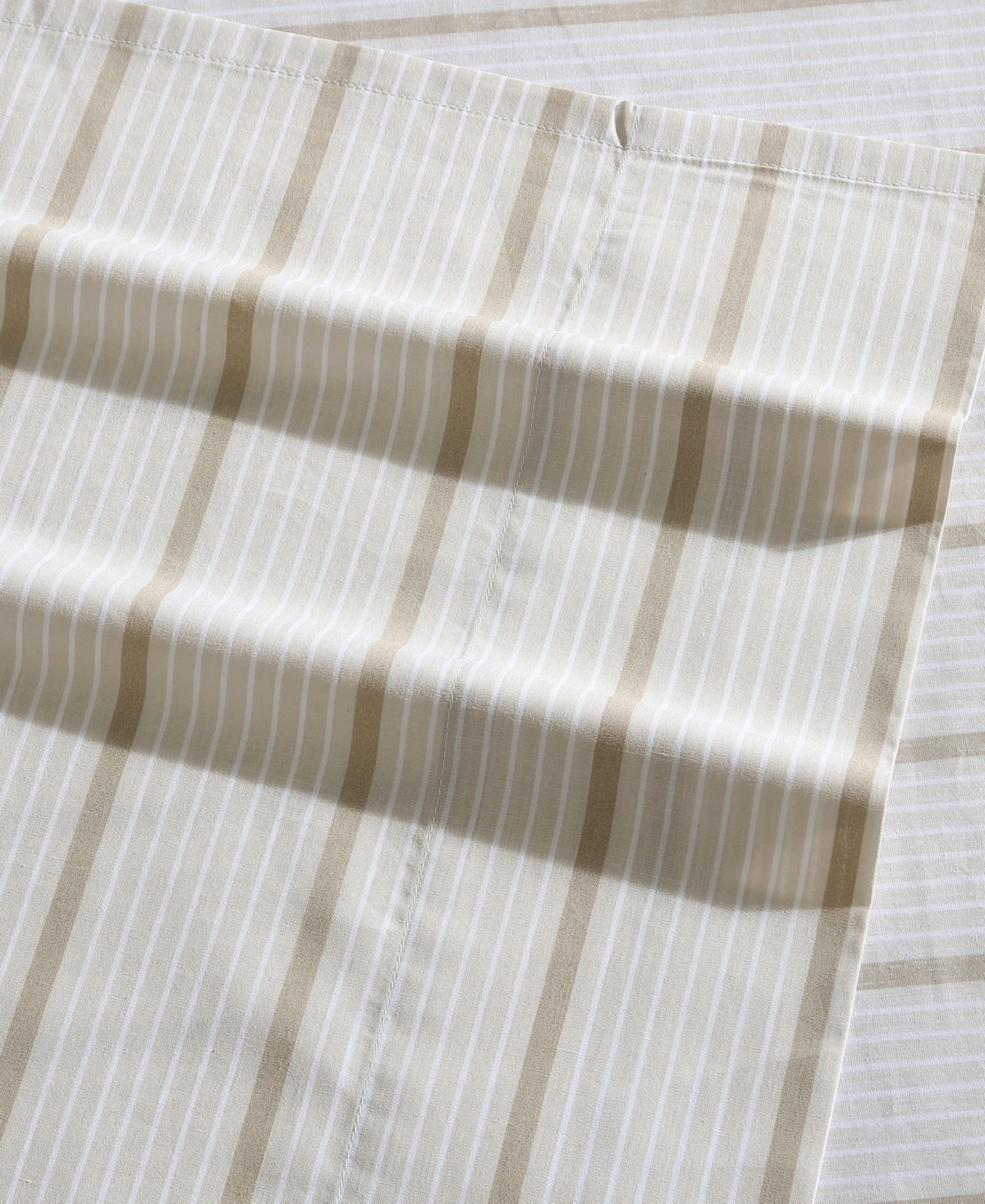 Nautica Cotton Percale 4-piece Sheet Set, Full In Merrick Stripe Beige
