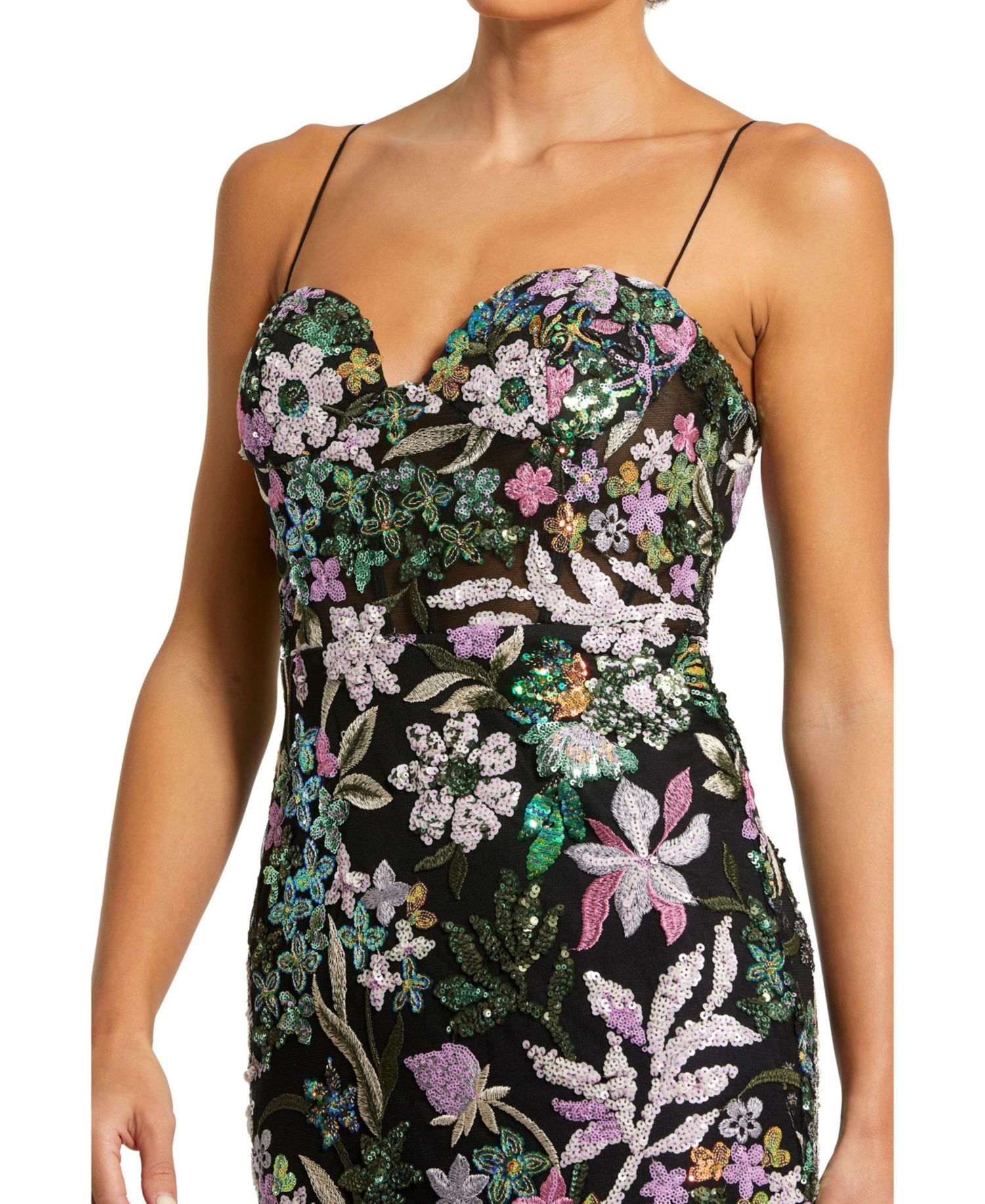Women's Floral Embroidered Bustier Trumpet Gown