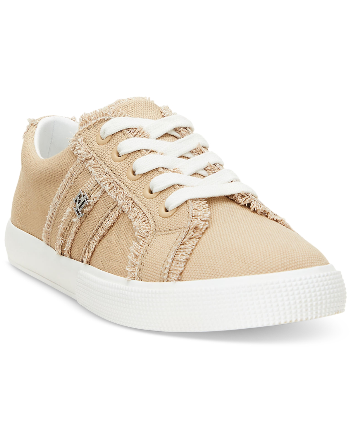 Ralph Lauren Janson Frayed Canvas Sneaker In Brown