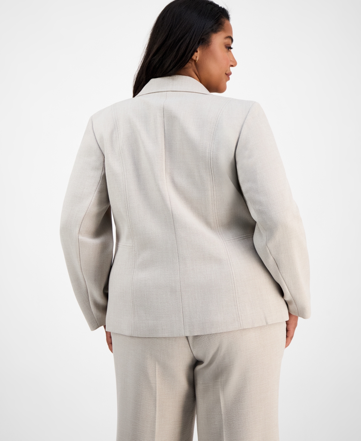 Kasper Plus Size One-button Zip-pocket Blazer In Summer Straw