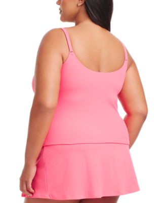 Bleu Rod Beattie Plus Size Pique Ole Tankini Top Skirted Bottoms In Azur Park