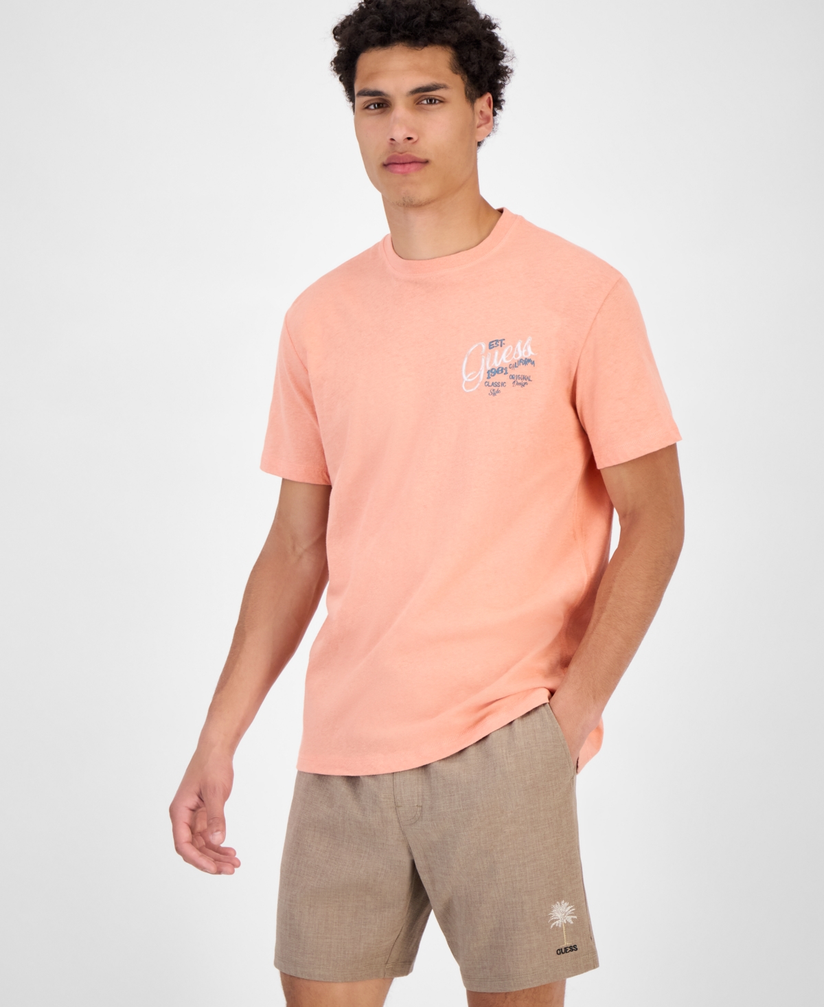 Men's Cotton & Linen Graphic Crewneck T-Shirt - Fuji Sunrise