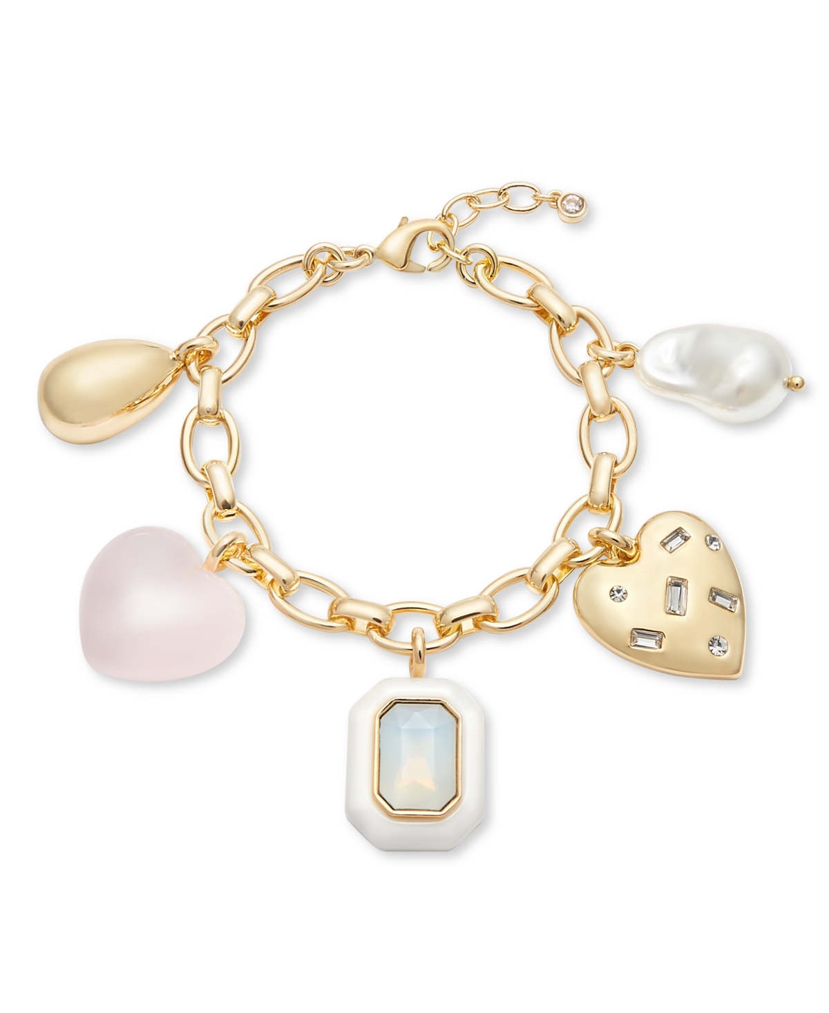 On 34th Gold-tone Mixed Stone Charm Necklace, 20" + 2" Extender, Exclusively At Macy's