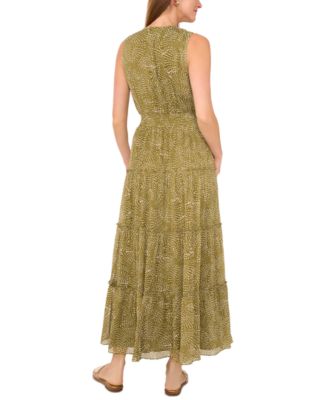 Women's Printed Sleeveless Tiered Maxi Dress
