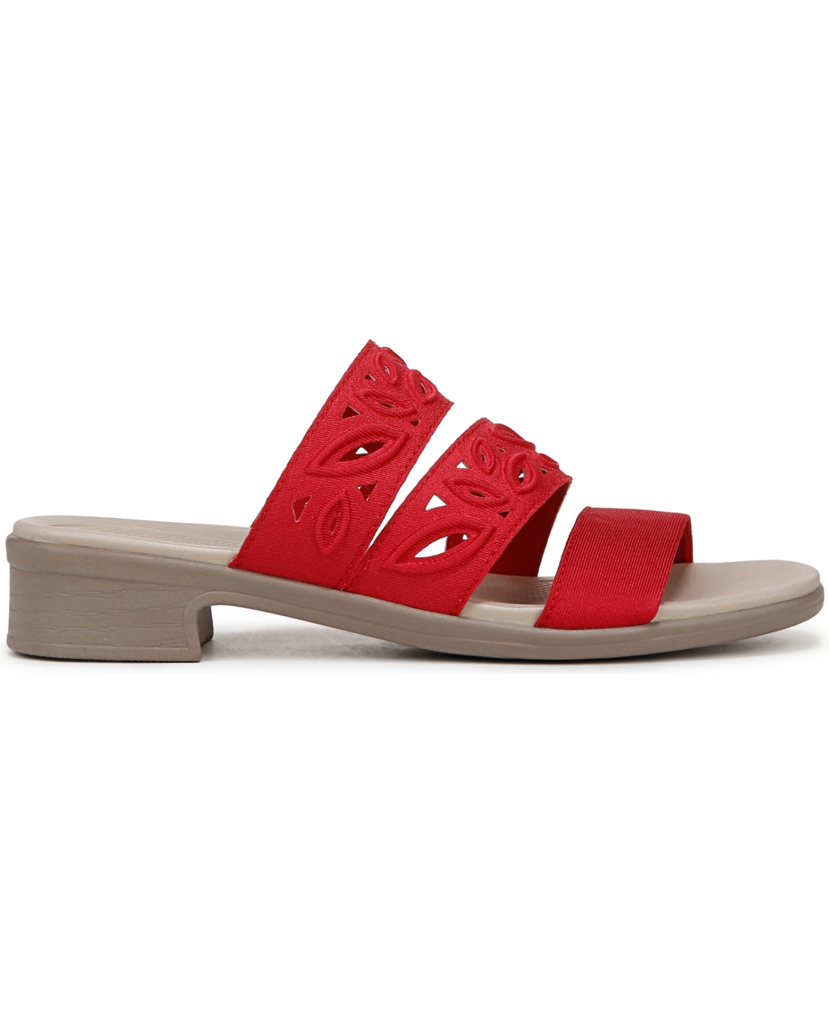 Bzees Poppy Slide Sandal In Fire Red Shimmer Fabric