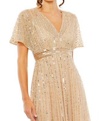 Women's A Line Embellished Short Sleeve Dress