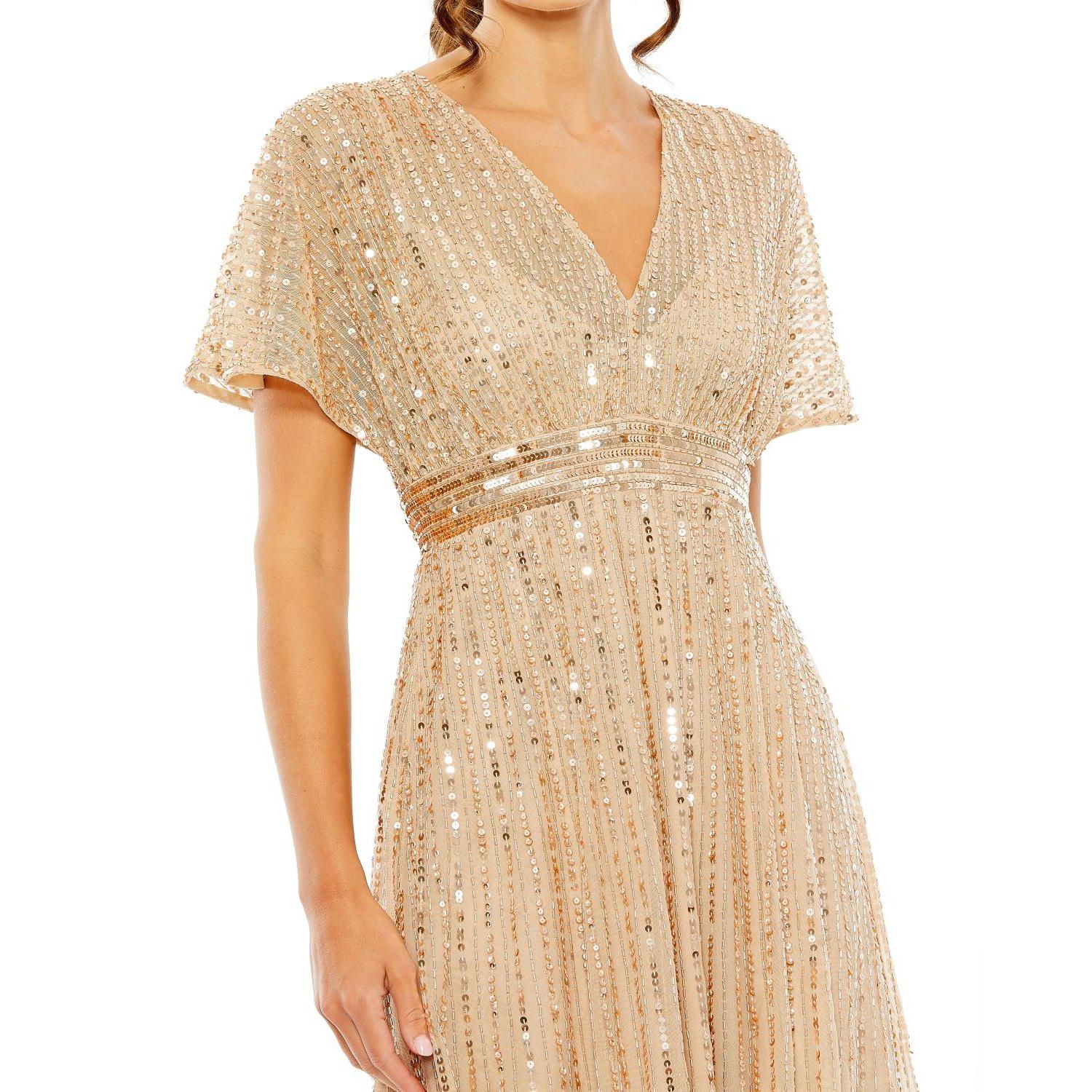 Women's A Line Embellished Short Sleeve Dress