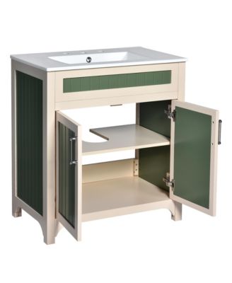 Streamdale 30" Bathroom Vanity Cabinet Combo Set with Ceramic Sink and Adjustable Shelf
