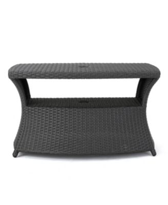 Streamdale All-in-One Outdoor Side Table with Umbrella Hole and Storage Shelf