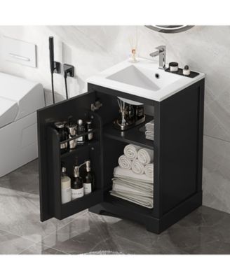 Streamdale 20" Bathroom Vanity with Sink, Bathroom Cabinet with Soft Closing Door, Storage Rack and Adjustable Shelve, Black