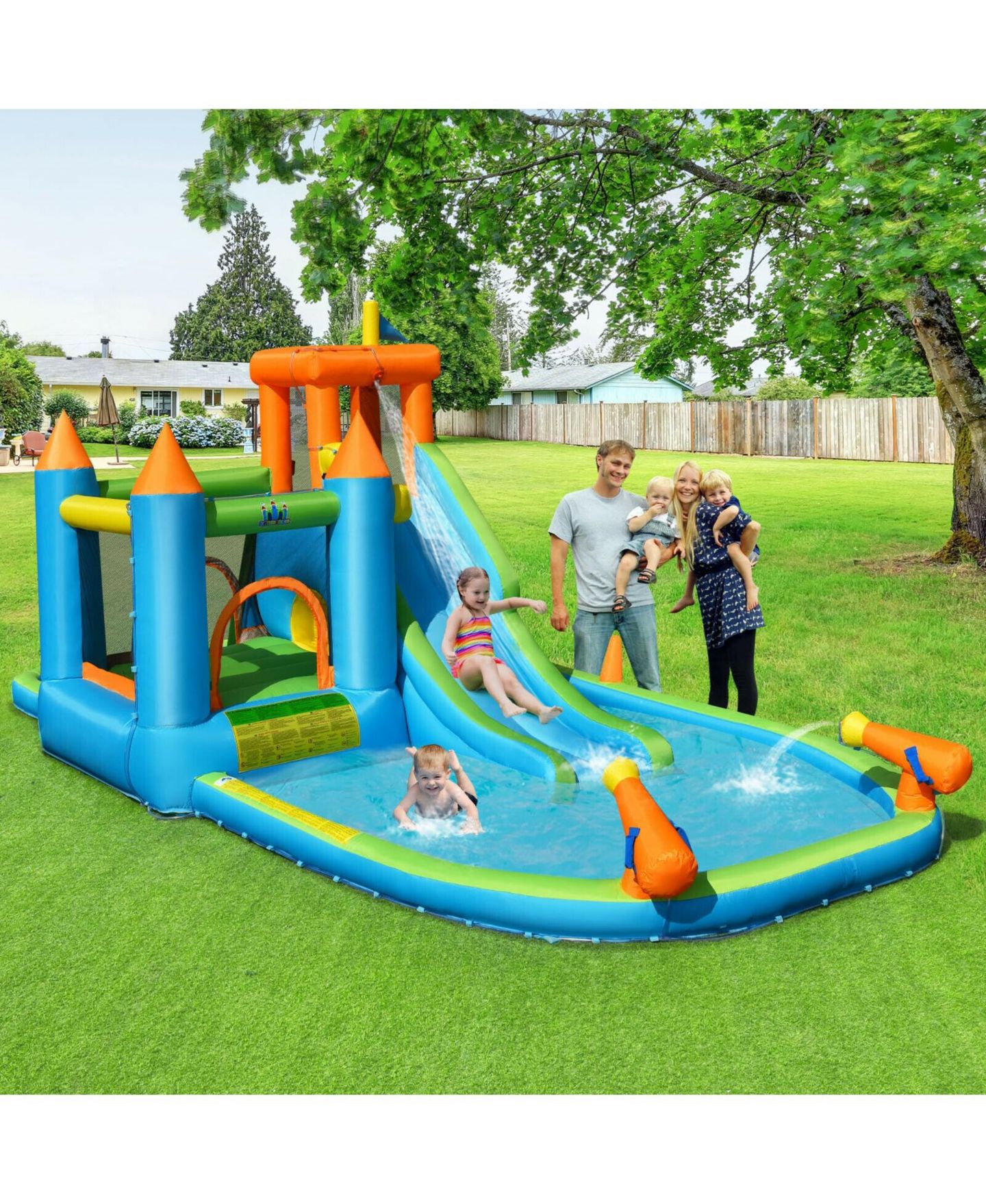 Детская игрушка Slickblue 234"L x 126"W x 96"H Water Slide & Bounce House with Splash Pool Inflatable Playset, Ages 3+, цвет: Разноцветный — фото 3