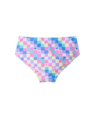 Toddler/Child Girls Checkered Icon Print Long Sleeve Rash Guard Set