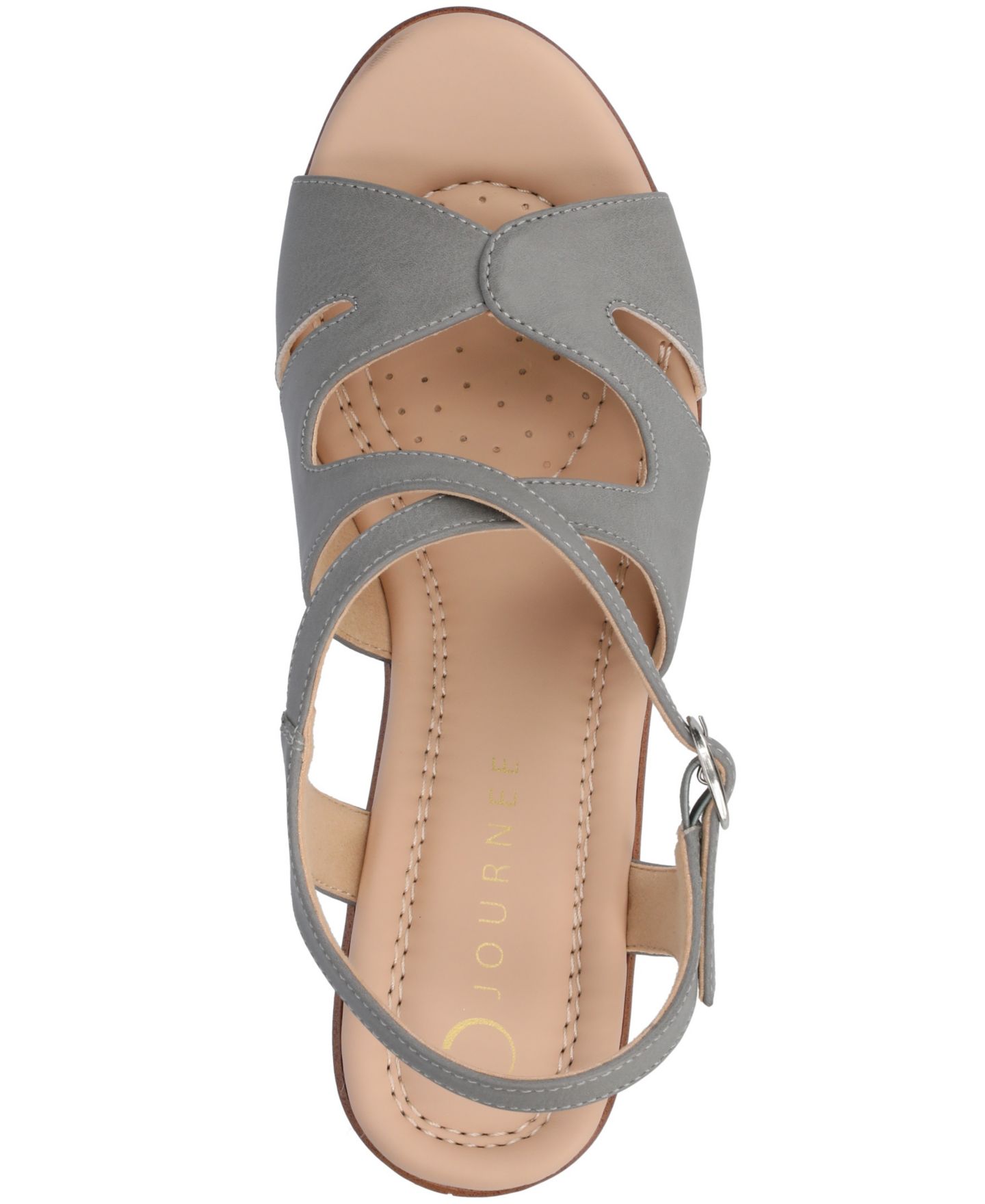 Женские сандалии Journee Collection Kedzie2 Strappy Wedge, цвет: Серый — фото 4