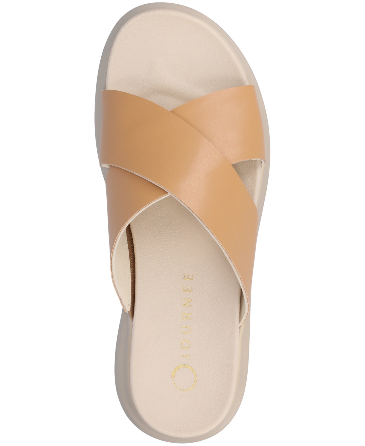 Shop Journee Collection Women's Cathie Crisscross Platform Wedge Sandals In Tan