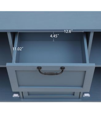 Vintage Storage Cabinet with 3 Drawers Sideboard Buffet Cabinet Entryway Cabinet 2 Door Accent Storage Cabinet for Living Room Bedroom, Blue