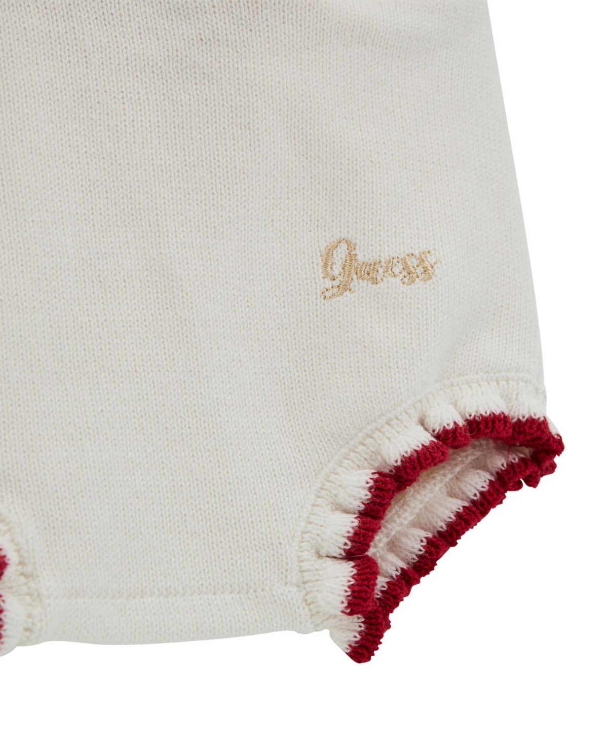 Guess Baby Girls 2-piece Sweater Top With Frill Edge And Matching Sweater Short Set In Cream