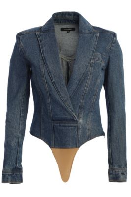 Women's Medium Wash Dominica Structured Denim Bodysuit