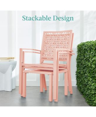 3-Piece Stackable Patio Bistro Set, Outdoor Chat Furniture w/ 2 Chairs, Table