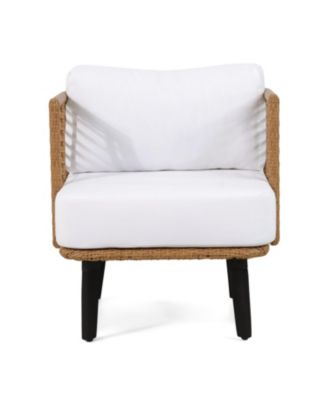 Streamdale Modern Wicker and Acacia Wood Outdoor Chair with Water-Resistant Cushions