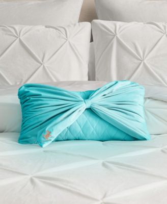 Velvet Bow Decorative Pillow, 10" x 18"