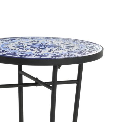 Streamdale Patio Side Table,Blue+Black