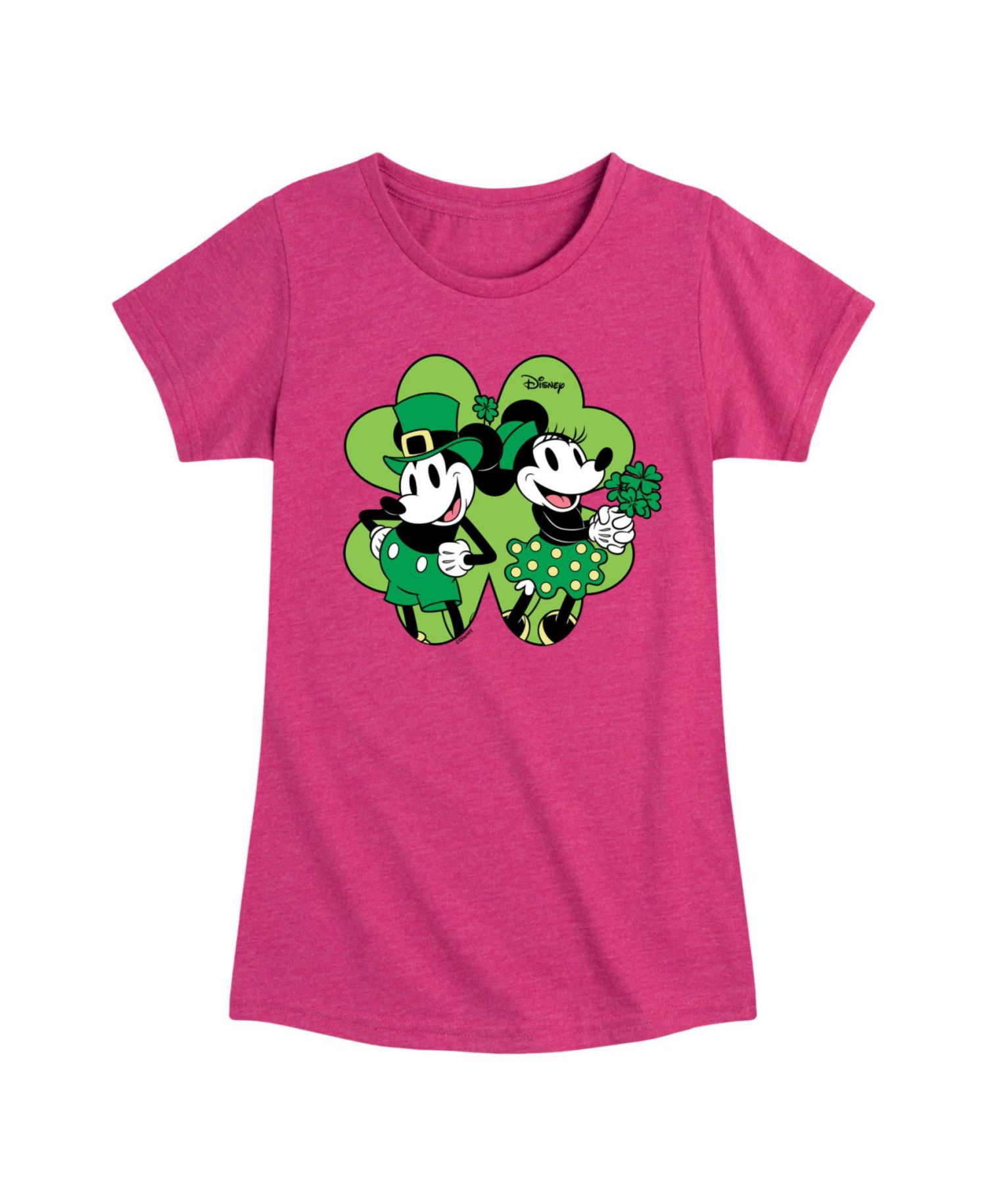 Big Girls Minnie Mickey St Patrick's Day Graphic Short Sleeve T-Shirt