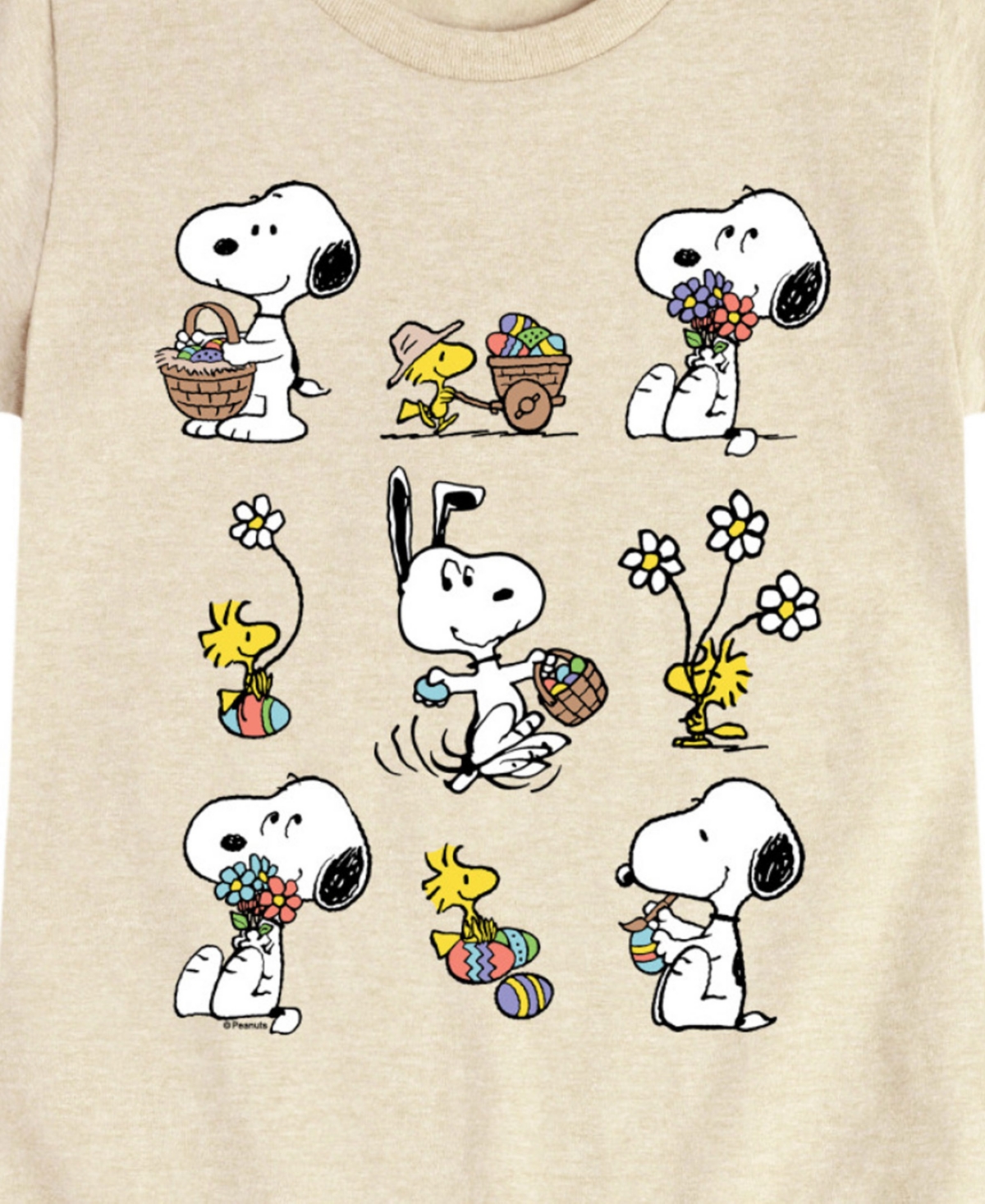 Shop Peanuts Big Girls Snoopy Easter Graphic Short Sleeve T-shirt In Beige,khaki